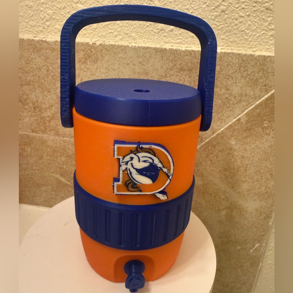 Denver Broncos Logo Orange and Blue Beverage Cooler Jug